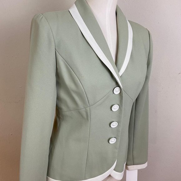 Vintage 90s Pastel Green Crepe Chiffon Jacket by Nicole Taylor Size 6 All Lining - Picture 3 of 4